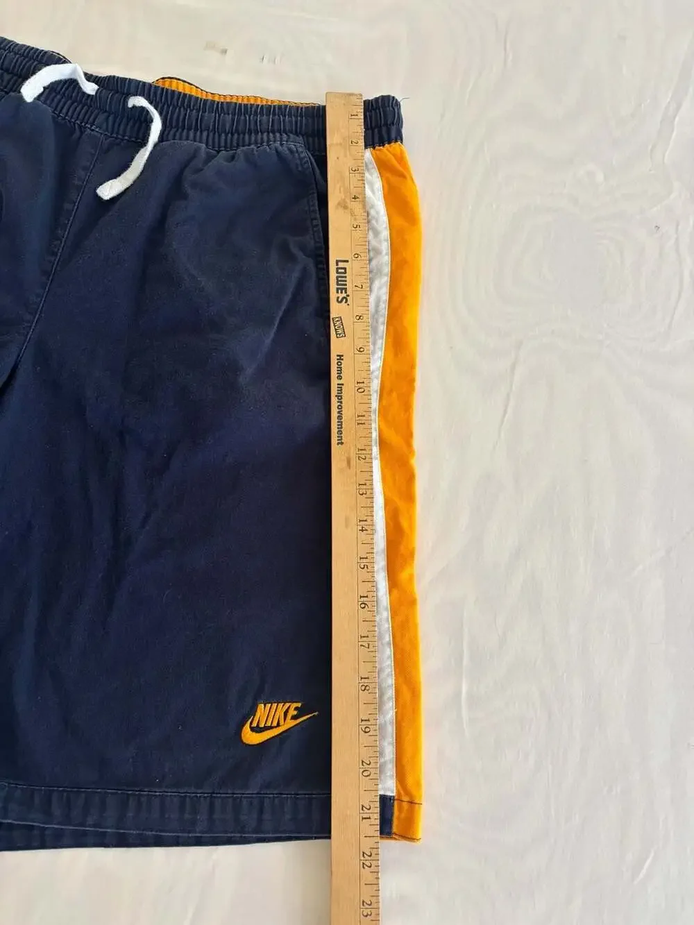 Nike Shorts Size L Navy Blue Yellow White Striped Canvas